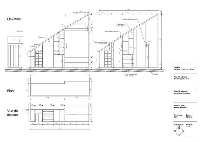 Plan technique meuble sur mesure